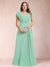 A-Line/Princess V-Neck Chiffon Ruched Plus Size Mother of the Bride Dresses with Appliques & Beading