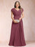 A-Line/Princess V-Neck Chiffon Ruched Plus Size Mother of the Bride Dresses with Appliques & Beading