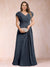 A-Line/Princess V-Neck Chiffon Ruched Plus Size Mother of the Bride Dresses with Appliques & Beading