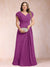 A-Line/Princess V-Neck Chiffon Ruched Plus Size Mother of the Bride Dresses with Appliques & Beading