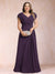 A-Line/Princess V-Neck Chiffon Ruched Plus Size Mother of the Bride Dresses with Appliques & Beading