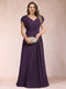 A-Line/Princess V-Neck Chiffon Ruched Plus Size Mother of the Bride Dresses with Appliques & Beading
