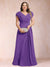 A-Line/Princess V-Neck Chiffon Ruched Plus Size Mother of the Bride Dresses with Appliques & Beading