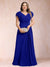 A-Line/Princess V-Neck Chiffon Ruched Plus Size Mother of the Bride Dresses with Appliques & Beading