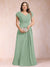 A-Line/Princess V-Neck Chiffon Ruched Plus Size Mother of the Bride Dresses with Appliques & Beading