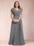 A-Line/Princess V-Neck Chiffon Ruched Plus Size Mother of the Bride Dresses with Appliques & Beading
