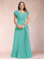 A-Line/Princess V-Neck Chiffon Ruched Plus Size Mother of the Bride Dresses with Appliques & Beading