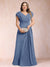 A-Line/Princess V-Neck Chiffon Ruched Plus Size Mother of the Bride Dresses with Appliques & Beading