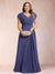 A-Line/Princess V-Neck Chiffon Ruched Plus Size Mother of the Bride Dresses with Appliques & Beading