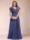 A-Line/Princess V-Neck Chiffon Ruched Plus Size Mother of the Bride Dresses with Appliques & Beading