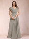 A-Line/Princess V-Neck Chiffon Ruched Plus Size Mother of the Bride Dresses with Appliques & Beading
