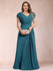 A-Line/Princess V-Neck Chiffon Ruched Plus Size Mother of the Bride Dresses with Appliques & Beading