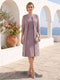 Sheath/Column Scoop Chiffon Ruched Mother of the Bride Dresses with Jacket & Rhinestone