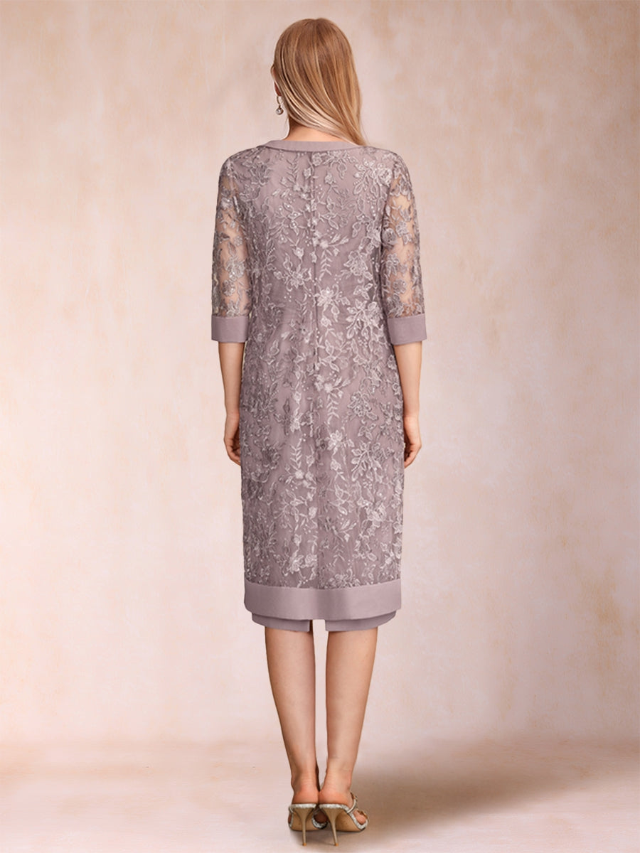 Sheath/Column Scoop Chiffon Ruched Mother of the Bride Dresses with Jacket &amp; Rhinestone
