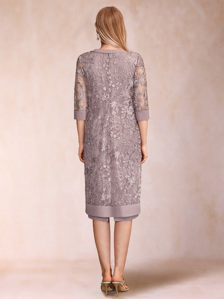 Sheath/Column Scoop Chiffon Ruched Mother of the Bride Dresses with Jacket &amp; Rhinestone