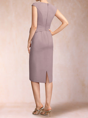 Sheath/Column Scoop Chiffon Ruched Mother of the Bride Dresses with Jacket & Rhinestone