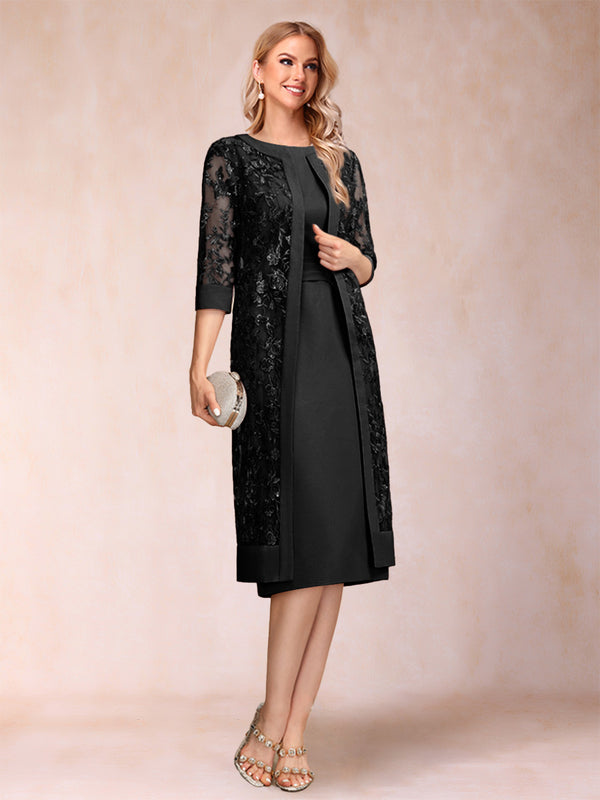 Sheath/Column Scoop Chiffon Ruched Mother of the Bride Dresses with Jacket & Rhinestone