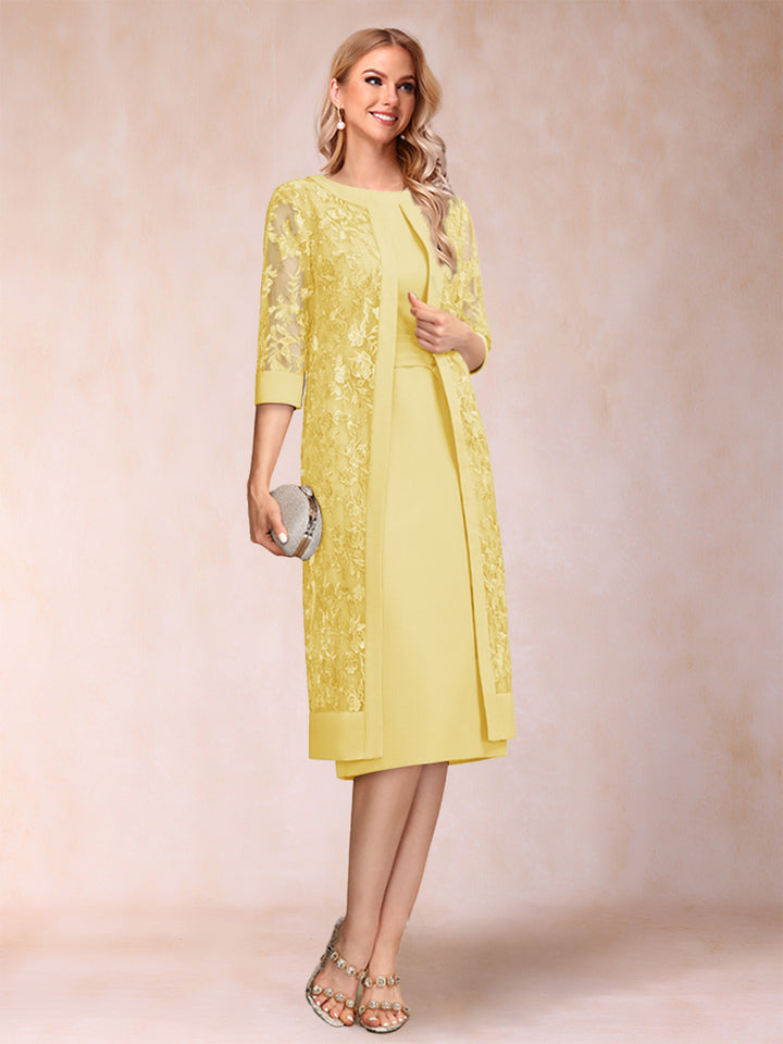 Sheath/Column Scoop Chiffon Ruched Mother of the Bride Dresses with Jacket &amp; Rhinestone