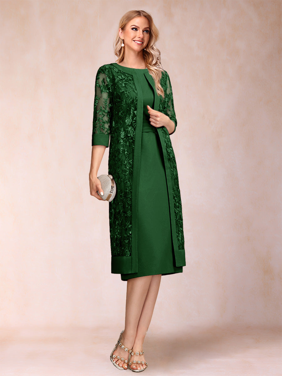 Sheath/Column Scoop Chiffon Ruched Mother of the Bride Dresses with Jacket &amp; Rhinestone
