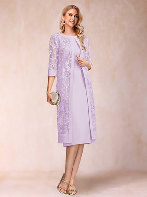 Sheath/Column Scoop Chiffon Ruched Mother of the Bride Dresses with Jacket & Rhinestone