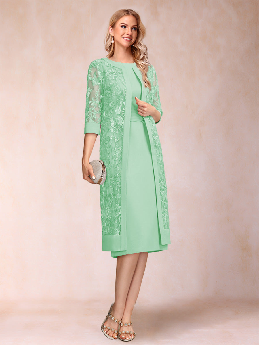 Sheath/Column Scoop Chiffon Ruched Mother of the Bride Dresses with Jacket &amp; Rhinestone