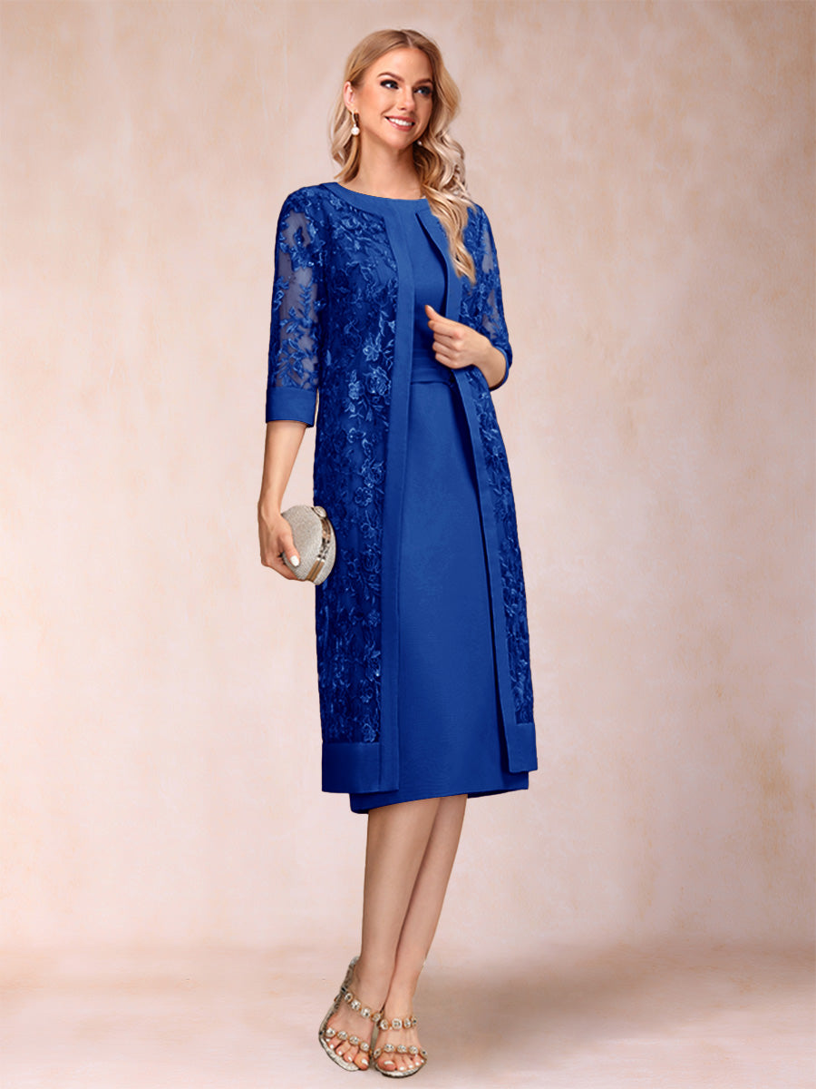 Sheath/Column Scoop Chiffon Ruched Mother of the Bride Dresses with Jacket &amp; Rhinestone