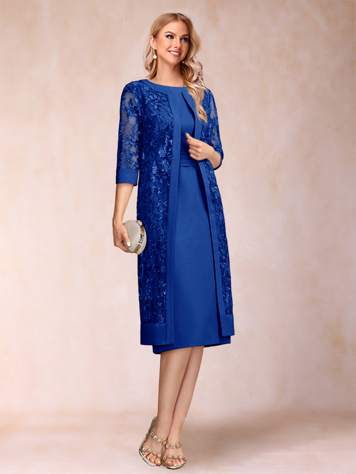 Sheath/Column Scoop Chiffon Ruched Mother of the Bride Dresses with Jacket &amp; Rhinestone