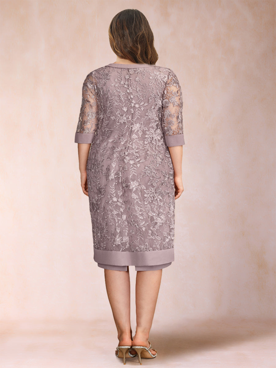 Sheath/Column Scoop Chiffon Ruched Plus Size Mother of the Bride Dresses with Jacket &amp; Rhinestone