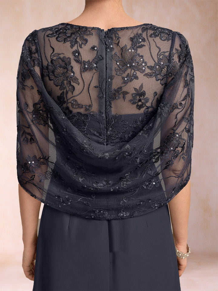 A-Line/Princess Scoop Chiffon Mother of the Bride Dresses with Appliques &amp; Ruffles