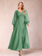 A-Line/Princess V-Neck Long Sleeves Mother of the Bride Dresses with Rhinestone & Ruffles