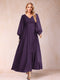 A-Line/Princess V-Neck Long Sleeves Mother of the Bride Dresses with Rhinestone & Ruffles