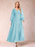 A-Line/Princess V-Neck Long Sleeves Mother of the Bride Dresses with Rhinestone & Ruffles