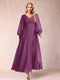 A-Line/Princess V-Neck Long Sleeves Mother of the Bride Dresses with Rhinestone & Ruffles