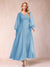 A-Line/Princess V-Neck Long Sleeves Mother of the Bride Dresses with Rhinestone & Ruffles