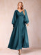 A-Line/Princess V-Neck Long Sleeves Mother of the Bride Dresses with Rhinestone & Ruffles
