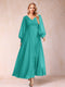 A-Line/Princess V-Neck Long Sleeves Mother of the Bride Dresses with Rhinestone & Ruffles