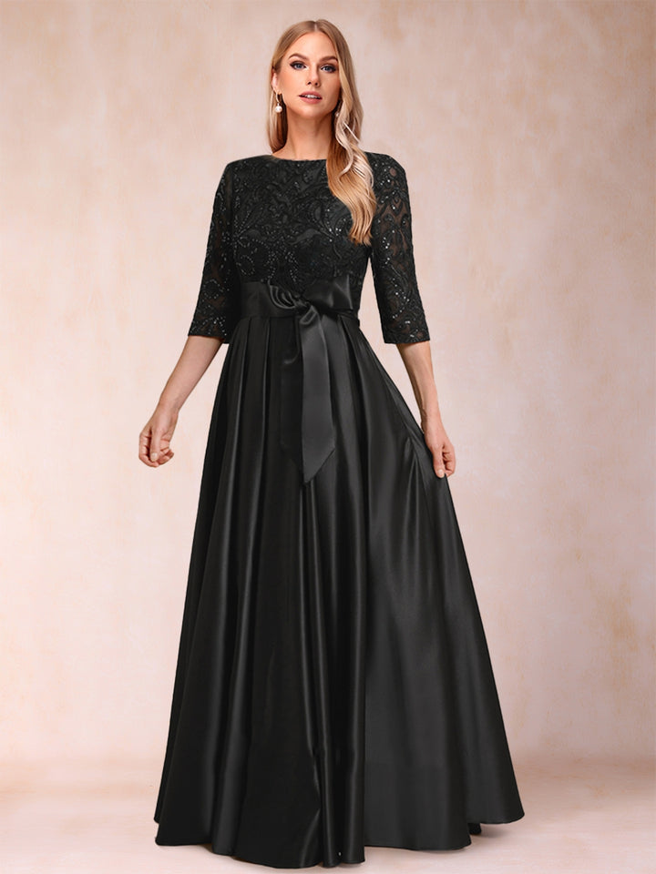 A-Line/Princess Scoop Half Sleeves Mother of the Bride Dresses with Appliques &amp; Bow