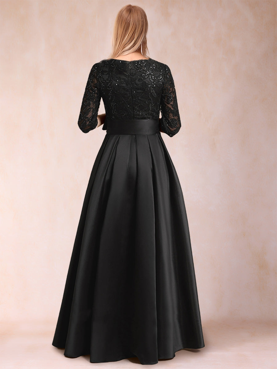 A-Line/Princess Scoop Half Sleeves Mother of the Bride Dresses with Appliques &amp; Bow