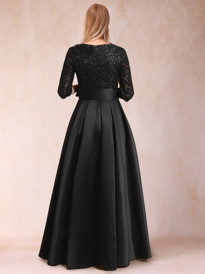 A-Line/Princess Scoop Half Sleeves Mother of the Bride Dresses with Appliques &amp; Bow