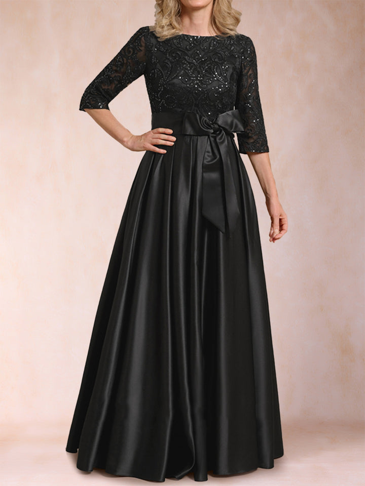 A-Line/Princess Scoop Half Sleeves Mother of the Bride Dresses with Appliques &amp; Bow