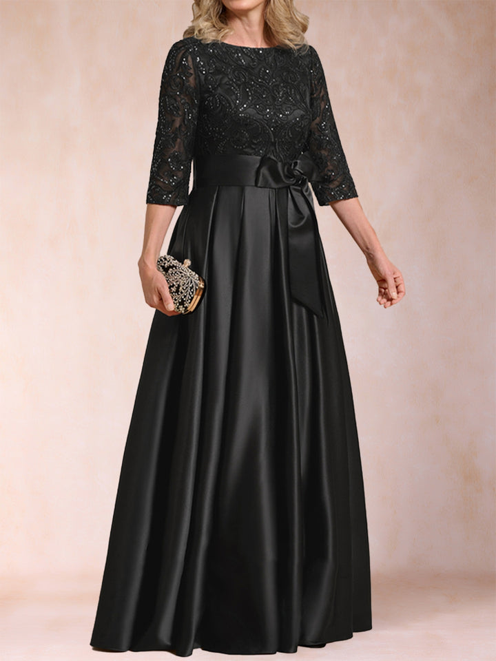 A-Line/Princess Scoop Half Sleeves Mother of the Bride Dresses with Appliques &amp; Bow