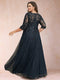 A-Line/Princess V-Neck 3/4 Sleeves Plus Size Mother of the Bride Dresses with Appliques & Sequins