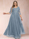 A-Line/Princess V-Neck 3/4 Sleeves Plus Size Mother of the Bride Dresses with Appliques & Sequins
