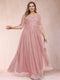 A-Line/Princess V-Neck 3/4 Sleeves Plus Size Mother of the Bride Dresses with Appliques & Sequins