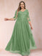 A-Line/Princess V-Neck 3/4 Sleeves Plus Size Mother of the Bride Dresses with Appliques & Sequins