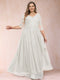 A-Line/Princess V-Neck 3/4 Sleeves Plus Size Mother of the Bride Dresses with Appliques & Sequins
