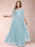 A-Line/Princess V-Neck 3/4 Sleeves Plus Size Mother of the Bride Dresses with Appliques & Sequins