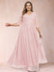 A-Line/Princess V-Neck 3/4 Sleeves Plus Size Mother of the Bride Dresses with Appliques & Sequins