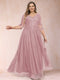 A-Line/Princess V-Neck 3/4 Sleeves Plus Size Mother of the Bride Dresses with Appliques & Sequins