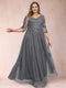 A-Line/Princess V-Neck 3/4 Sleeves Plus Size Mother of the Bride Dresses with Appliques & Sequins
